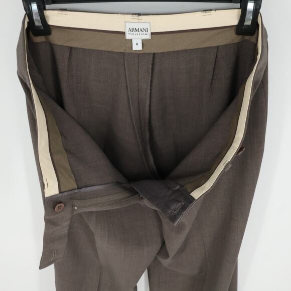 Armani Collezioni Dress Pants Womens 8 Brown Wool Straight Leg Career Academia - Picture 7 of 10
